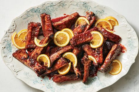 Don Angie's Campari and Orange Sticky Ribs Recipe - InsideHook Don Angie, Sticky Ribs Recipe, Sticky Ribs, Glazed Ribs, Italian Liqueur, Baby Back Ribs, Red Food Coloring, Spare Ribs, Beef Ribs