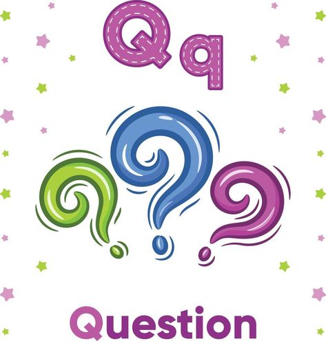 Alphabet flashcard letter Q with cute question drawing Letter Q Flashcards, Q Alphabet Wallpaper, Cute Questions, Vector Pattern, Vector Free, Alphabet, Royalty Free, Clip Art, Photo And Video