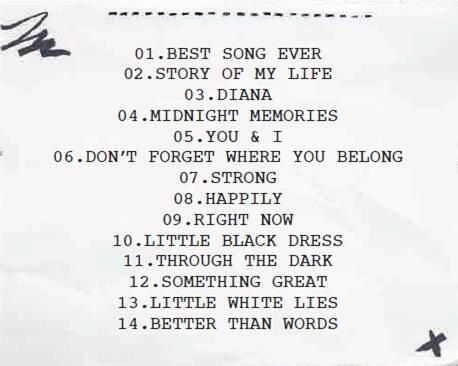 Midnight Memories Set List ♥ I'M SO EXCITED Midnight Memories Aesthetic, Tracklist Aesthetic, Midnights Tracklist, Memories Aesthetic, One Direction Lyrics, Childhood Pictures, Midnight Memories, Best Song Ever, British Boys