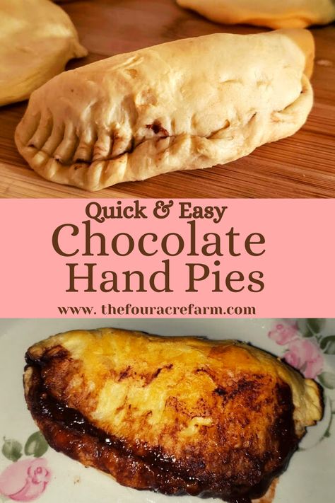 Flaky Hand Pie Dough Recipe, Baked Chocolate Hand Pies Recipes, Chocolate Hand Pies Baked, Chocolate Hand Pies Recipes, Easy Breakfast Cake, Chocolate Hand Pies, Chocolate Fried Pies, Pillsbury Desserts, Daycare Treats