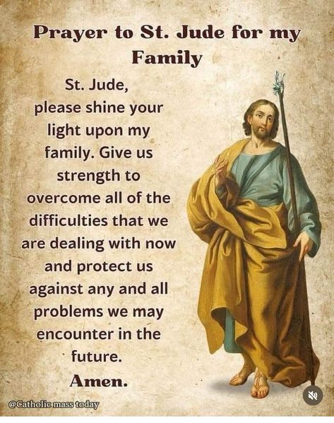 Prayer To St Jude, Catholic Saints Prayers, St Jude Prayer, St Jude Thaddeus, Catholic Prayers Daily, Prayer For My Family, Quotes Facebook, Catholic Beliefs, Novena Prayers