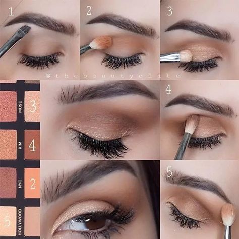 Eyeshadow For Brown Eyes: Embrace Your Inner Makeup Artist | Glaminati.com Brown Eye Enhancing Makeup, Casual Makeup For Brown Eyes, Simple Brown Eyeshadow Tutorial, Neutral Brown Eyeshadow, Reddish Brown Eyeshadow, Brown Eyeshadow Wing, Eyeshadow For Brown Eyes, Casual Makeup, How To Apply Eyeshadow