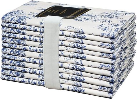 Amazon.com: COTTON CRAFT Cloth Napkins - Set of 12-100% Cotton Reusable Napkin - Country French Toile Dinner Napkin -Everyday Spring Summer Fall Christmas Holiday Party Gift - Soft Absorbent Napkin -18x18- Blue : Home & Kitchen Texture Words, Thanksgiving Napkins, Cotton Craft, Christmas Holiday Party, French Toile, Branch Decor, Cotton Crafts, Holiday Party Gift, Country French