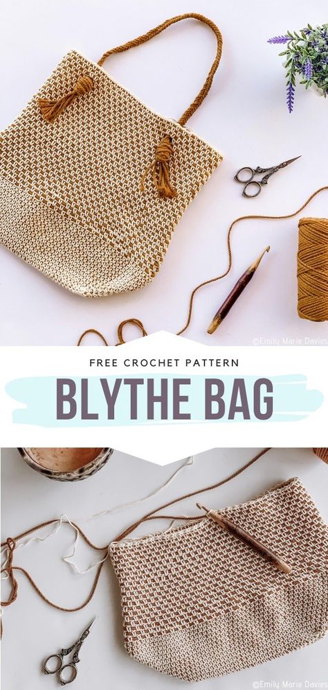 Blythe Bag Free Crochet Pattern Do the words class, fashion, simplicity, and minimalism make your heart beat faster in an instant? You are not alone! We all love this crochet bag for its trendy, simple genius and subtle boho vibes. Are you already dreaming about taking it to the local market? #crochetbag #crochetmarketbag #freecrochetpattern Crochet Grocery Bag, Free Crochet Bag, Crochet Bag Pattern Free, Bag Pattern Free, Crochet Market Bag, Crochet Handbags Patterns, Handbag Pattern, Crochet Tote, Disney Stitch