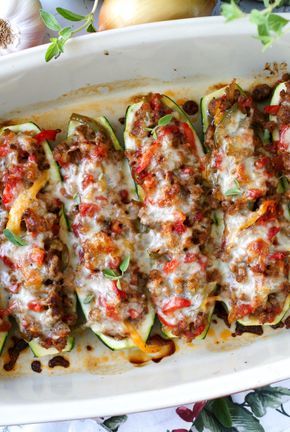 Zucchini Boats Sausage, Baked Stuffed Zucchini, Spring Dinners, Zucchini Stuffed, Zucchini Boat Recipes, Sausage Peppers And Onions, Stuffed Zucchini Boats, Fresh Zucchini, Sausage Stuffed Zucchini