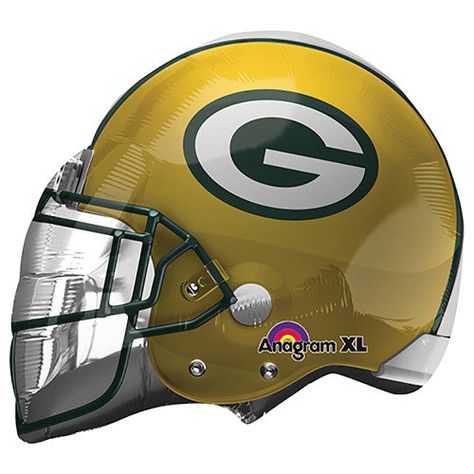 Quantity: 1SuperShape XLBring your football party to life with this 21" helmet shaped Green Bay Packers Helmet Supershape foil mylar balloon! This Anagram balloon features the Green Bay Packers team and is perfect for using in a NFL themed balloon bouquet. Pair with some of our other NFL foil mylar and latex balloons for a great design! This balloon includes a self-sealing valve, preventing the gas from escaping after it's inflated. The balloon can be inflated with helium to float or with a ball Packers Birthday Party, Green Bay Packers Birthday, Green Bay Packers Party, Packers Party, Green Bay Packers Helmet, Football Balloons, Football Party Supplies, Jumbo Balloons, Green Bay Packers Football