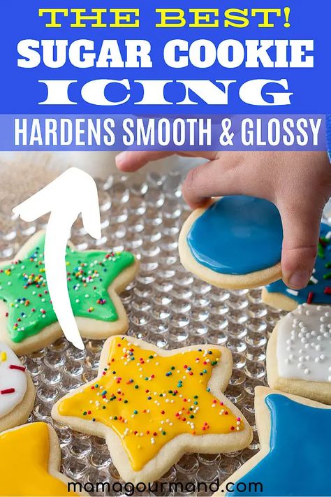 Easy Sugar Cookie Icing Recipe, Kersfees Koekies, Easy Sugar Cookie Icing, Mamagourmand Recipes, Cookie Icing That Hardens, Best Sugar Cookie Icing, Icing That Hardens, Frosting Designs, 70s Food