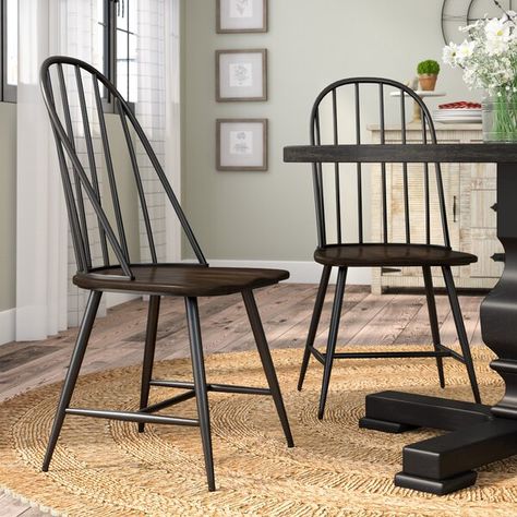 August Grove® Poltimore Windsor Back Side Chair & Reviews | Wayfair House Shopping, Chair Wood, Wayfair Furniture, Solid Wood Dining Chairs, Kitchen & Dining Chairs, Table Seating, Birch Lane, Upholstered Dining Chairs, Kitchen Dining Furniture