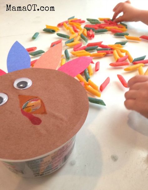 Feed the turkey! 4 creative turkey themed fine motor activities. Includes OT ideas for how to increase or decrease challenge based on age and skill level.  #finemotor #thanksgiving #mamaot Feed The Turkey, Thanksgiving Crafts For Toddlers, Thanksgiving Games For Kids, Thanksgiving School, November Crafts, November Activities, Fine Motor Activity, Fine Motor Activities For Kids, Thanksgiving Activities For Kids