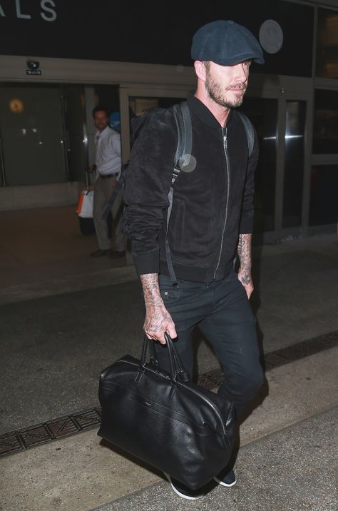 MANDATORY BYLINE TO READ INFPhoto.com ONLY<BR/>David Beckham seen arriving at LAX airport in Los Angeles, California.<P>Pictured: David Beckham<P><B>Ref: SPL867414 151014 </B><BR/>Picture by: INFphoto.com<BR/></P> Flat Cap Men Outfit, Flat Cap Outfit, Newsboy Hat Outfit, Baker Boy Hat Outfit, David Beckham Style, Driving Cap, Flat Cap Men, Navy Blue Vest, Cap Outfit