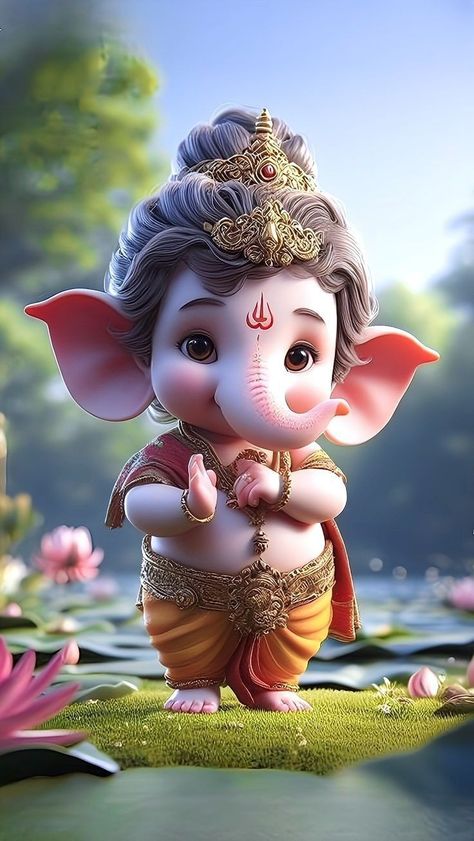 Ganesha Art Illustration, Photos Of Ganesha, Ganpati Bappa Wallpapers, Ganesh Art Paintings, Baby Ganesha, Ganesh Wallpaper, Cute Mobile Wallpapers, Ganesh Photo, Ganesh Art