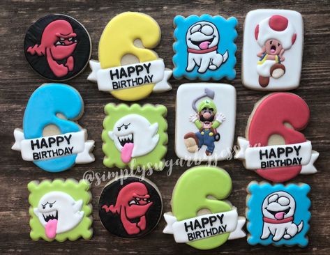 Luigis Haunted Mansion, Luigis Mansion 3 Party, Luigi’s Mansion Birthday Party, Luigi Mansion Party Ideas, Luigi Cookies, Luigis Mansion Birthday Party, Luigi's Haunted Mansion, Mario Cookies, Luigi Birthday