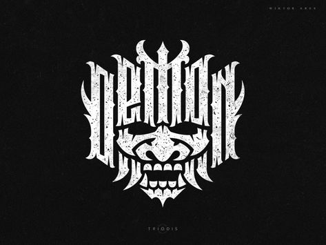 Demon by Wiktor Ares on Dribbble Edgy Fonts, Metal Font, Tee Shirt Fashion, Logo Design Typography, Mascot Design, Arte Sketchbook, Tattoo Lettering, Typography Logo, 로고 디자인