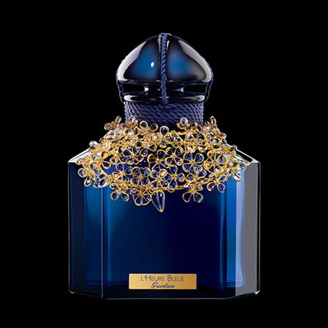 eure Bleue By Baccarat and Gripoix House Price: $16,400 (490ML) Availability: 43 pieces wordwide Guerlain Perfume, Vintage Parfum, Perfume Vintage, Pretty Perfume Bottles, Blue Perfume, Perfume Bottle Design, Beautiful Perfume Bottle, Glas Art, Antique Perfume Bottles