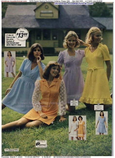 1976 Sears Spring Summer Catalog, Page 158 - Catalogs & Wishbooks Sears Catalog 1970s, Superstar Barbie, Sears Catalog, Christmas Catalogs, 1970s Fashion, 70s Dress, Happy Memories, Dress Suits, Vintage Advertisements