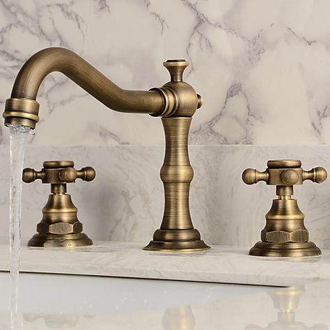 Antique Brass Bathroom Faucet, Bathroom Sink Ideas, Bathroom Furniture Ideas, Brass Bathroom Faucets, Copper Taps, Bathroom Decor Luxury, Cheap Bathrooms, Sink Ideas, Vessel Sink Faucet