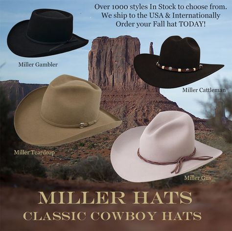 Classic Cowboy Hats Cowboy Hat Shapes Style, Best Cowboy Hats, Fashion Props, Custom Cowboy Hats, Cowboy Action Shooting, Mens Cowboy Hats, Classic Cowboy, Tall Ship, Fedora Hats