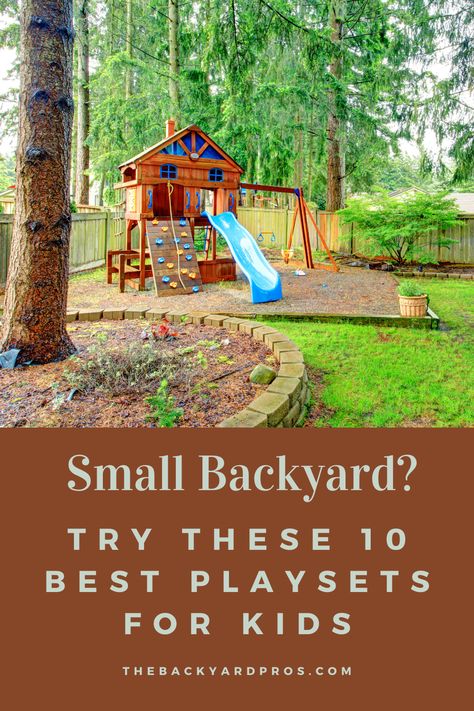 Have a small backyard? Try these 10 best playsets for kids. These compact and versatile playsets are perfect for small yards, providing a range of activities that will keep your children entertained and active without needing a lot of space. Side Yard Kids Play Area, Side Yard Play Area For Kids, Small Backyard Ideas For Kids, Playsets For Kids, Garden For Children, Wooden Sandbox, Wood Playhouse, Backyard Playset, Play Area Backyard