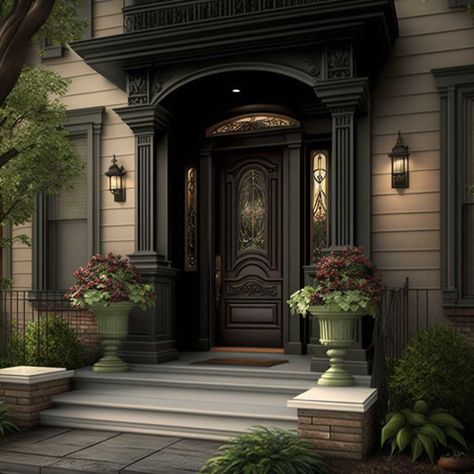 Front Entrance Design, Front Door Decor Ideas Entrance, Front Entrance Ideas, Entrance Design Ideas, Portico Entry, Poetic Photography, Exterior Door Designs, Luxury Homes Exterior, Front Door Design Wood