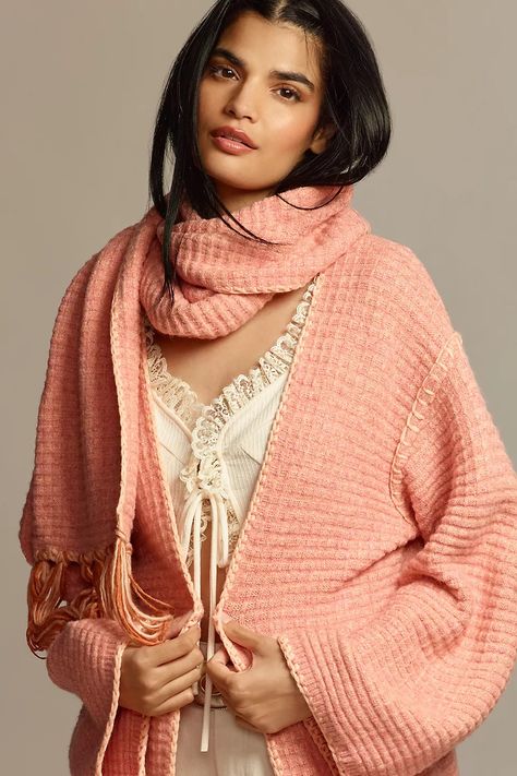 By Anthropologie Whipstitch Twofer Cardigan Sweater | Anthropologie Sweater With Scarf, Longline Cardigan, Oversized Silhouette, Sweater Weather, Long A Line, Cardigan Sweater, Sweater Cardigan, Anthropologie, Top Brands