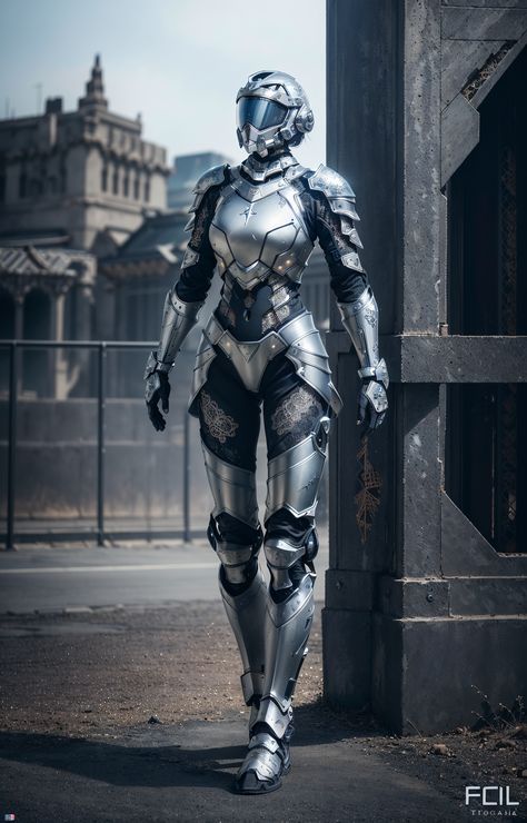 Metal Armor Reference, Female Space Armor, Battle Suit Concept Art, Fantasy Space Suit, Female Sci Fi Armor, Scifi Bodysuit, Space Suit Concept Art, Scifi Suit, Female Knights