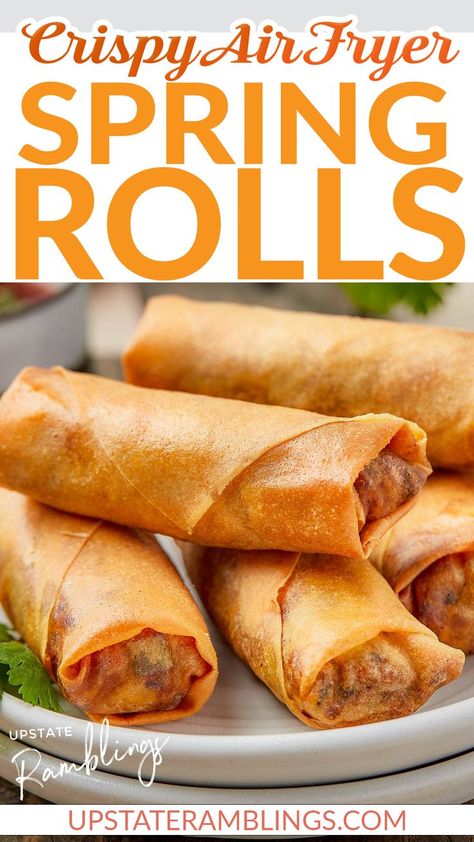 Air Fryer Spring Rolls, Appetizer For Dinner, Easy Spring Rolls Recipe, Spring Rolls Recipe Shrimp, Air Fryer Appetizers, Easy Spring Rolls, Veggie Egg Rolls, Spring Rolls Recipe, Paleo Ideas