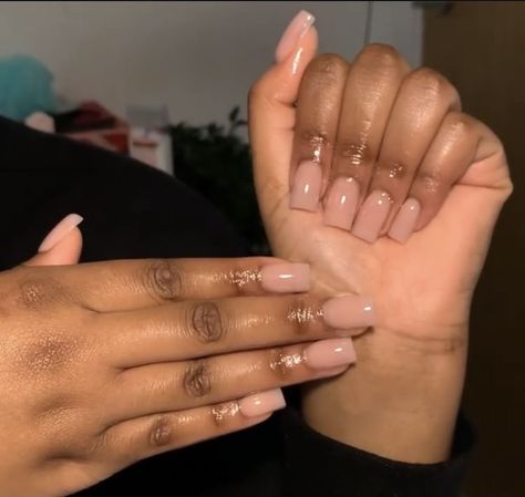 Overlay Nails, Acrylic Nails Nude, Brown Acrylic Nails, Natural Acrylic Nails, Milky Nails, Work Nails, Short Square Acrylic Nails, Short Acrylic Nails Designs, Pink Acrylic Nails