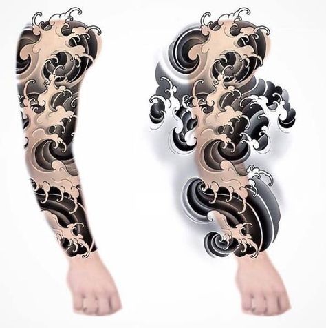 Japanese Cloud Tattoo, Dragon Tattoo Arm, Swirl Tattoo, Geisha Tattoo Design, Wave Tattoo Design, Tattoo Filler, Yakuza Tattoo, Cloud Tattoo, Japanese Sleeve Tattoos