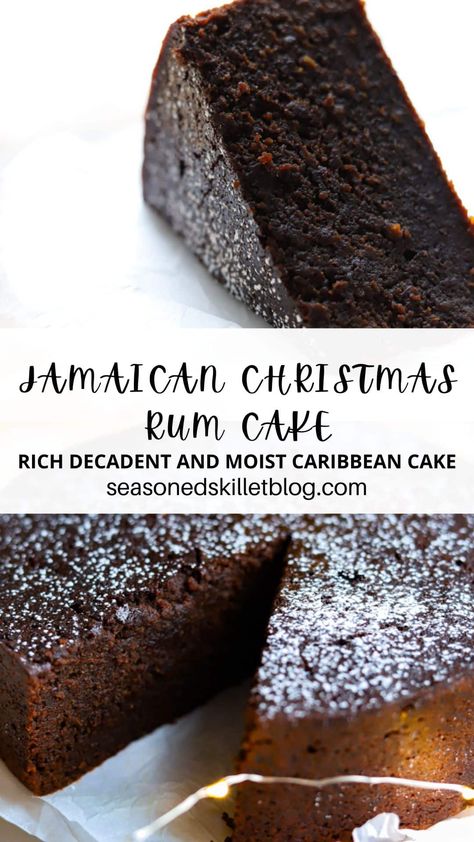 Jamaican Black Cake, also know as Jamaican rum cake, wedding cake or Christmas cake is a rich and decadent traditional Caribbean dessert! Dried fruit is soaked in rum for months up to a year then added to this fruit cake with warm spices and wine making it super moist with maximum flavour. This staple Caribbean dessert recipe is enjoyed year round, particularly during holidays like Christmas, weddings, and celebrations! Jamaican Black Fruit Cake Recipe, Red Wine Cake Recipe, Caribbean Fruit Cake, Red Velvet Rum Cake Recipe, Rum Cake Recipe From Box Betty Crocker, Jamaican Black Cake Recipe Christmas, Black Fruit Cake Recipe, Dark Fruit Cake Recipe With Rum, Fruit Cake With Rum