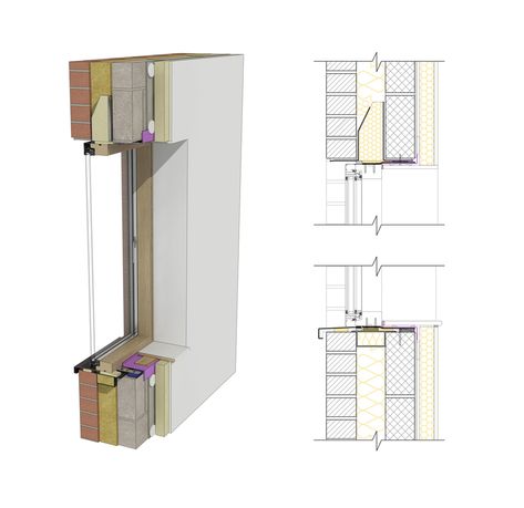 Concrete Lintels, Window Jamb, Architectural Windows, Construction Details Architecture, Window Construction, Passive House Design, Brick Face, Final Year Project, Wall Detail