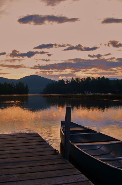 Lake Placid in the morning. Lake Placid Aesthetic, Canoe Aesthetic, Boat Life Aesthetic, Lake Life Aesthetic, Lake George Village, Summer Vacation Spots, Fun Winter Activities, Autumn Lake, Lake Living