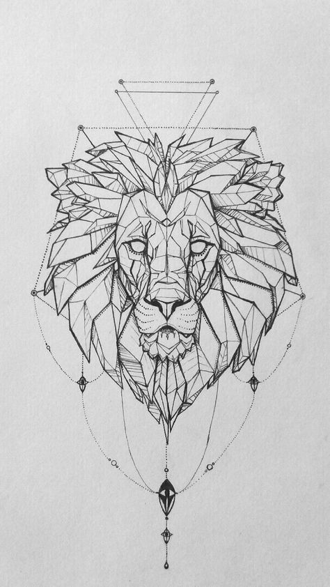 Geometric Lion Tattoo, Tier Tattoo, Tattoo Lion, Sanskrit Tattoo, Geometric Lion, Kunst Tattoos, Shoulder Tattoos, Geometric Drawing, Celtic Tattoos