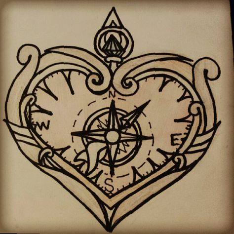 About Heart, Heart Tattoo, Compass Tattoo, Compass, Tatting, Heart Shapes, I Hope, Google Search, Tattoos