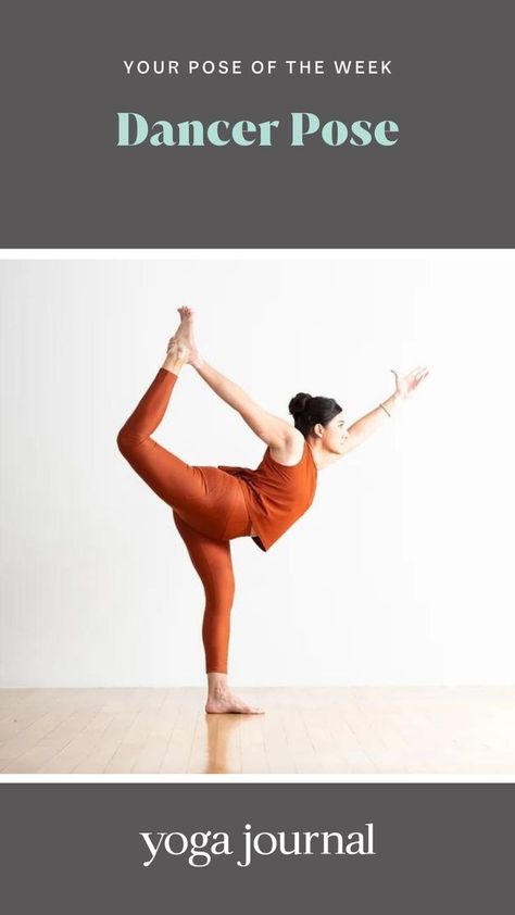 Woman practices Dancer Pose Yoga Dancer Pose, Lord Of The Dance Pose, Dancer Pose Yoga, Dancers Pose, Lord Of The Dance, Muscle Stretches, Dance Pose, Dancer Pose, Improve Your Posture