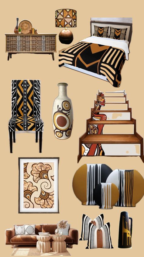 Beautiful pieces for your Afro Bohemian Decor African Mood Board, Afro Chic Home Decor, Afro Boho Decor, Afro Bohemian Style Decor, African Decor Bedroom, Modern African Decor, Afro Boho, Afro Bohemian, African Inspired Decor