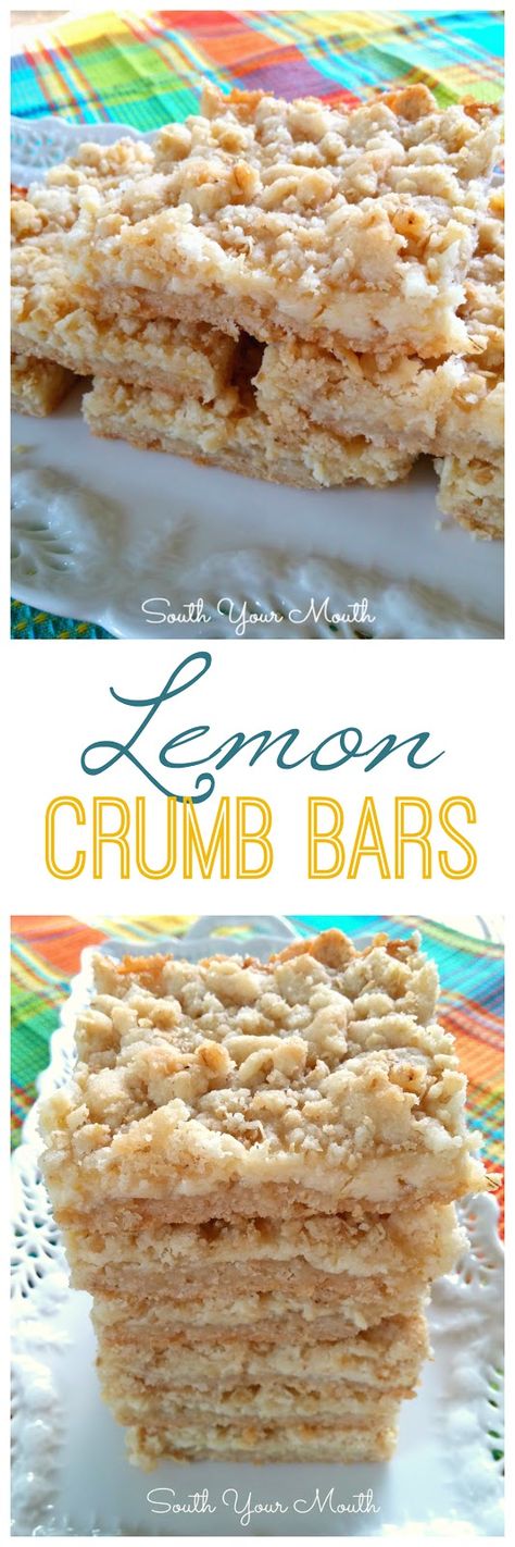 Lemon Crumb Bars, Smothered Chicken Casserole, Lemon Crumble, South Your Mouth, Easy Bar Recipes, Peanut Butter Oatmeal Bars, Crumb Bars, Lemon Dessert Recipes, Crumble Bars