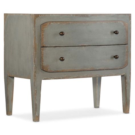 Hooker Furniture Ciao Bella Gray 34-Inch Two-Drawer Nightstand 5805-90016-95 | Bellacor Hooker Furniture Bedroom, European Farmhouse, Bedroom Retreat, Ciao Bella, 2 Drawer Nightstand, Amber Interiors, Rustic Lodge, Hooker Furniture, Bedroom Night Stands