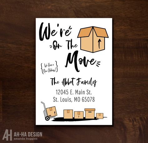 We're Moving Announcement, Moving Printables, Moving Card, Moving Announcement Postcard, Change Of Address Cards, Moving Cards, Moving Announcement, Moving Announcements, Moving Boxes