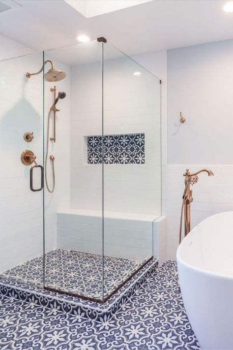 Bathroom Ceramic Tile, Bilik Air Kecil, Ceramic Flooring, Bathroom Wallpaper Ideas, Toilet And Bathroom Design, Blue Bathroom Tile, Bilik Air, Bathroom Ceramic, Love Ceramic