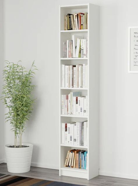 40x28x202 Billy Bookcase Ikea, Bookcase Ikea, Tall Bookshelf, Shallow Shelves, Tall Bookshelves, Ikea Billy, Billy Bookcase, White Bookcase, Corner Unit