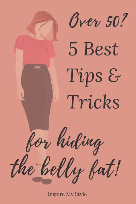 Women over 50: Find the 5 best tips and tricks for how to dress to help hide belly fat. Outfit ideas, inspiration and some practical advice for keeping that belly fat under control! #hidebellyfat #howtodress #tips #tricks #clothes #womenover50 #fashionover50 #fashionover60 #midlifeinspirations #healthylifestyle Fat Outfit Ideas, Sketches Clothing, Sketches Male, Mode Over 50, Belly Clothes, Outfit Ideas Inspiration, Sketches Anime, Big Stomach, Sketches Design