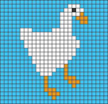 Alpha pattern #46923 | BraceletBook Stitchfiddle Stitch Patterns, Untitled Goose Game Pixel Art, Duck Grid Pattern, Goose Alpha Pattern, Duck Alpha Pattern, Goose Pixel Art, Simple Alpha Patterns Crochet, Duck Pixel Art, Goose Art