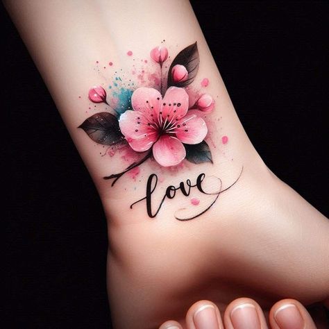 Colour Tattoo For Women, Rose Drawing Tattoo, Cross Tattoos For Women, Flower Wrist Tattoos, Butterfly Tattoos For Women, Tattoos For Women Flowers, Tasteful Tattoos, Pretty Tattoos For Women, Tatuaje A Color