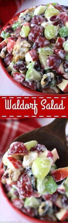 Cranberries Salad, Waldorf Salad Recipe, Christmas Dinners, Waldorf Salad, Resep Salad, Yogurt Dressing, Thanksgiving And Christmas, Fruit Dishes, Fruit Salad Recipes