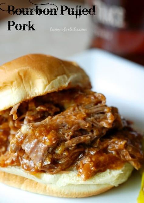 Bourbon Pulled Pork Bourbon Pulled Pork, Boneless Pork Roast, Slow Cooker Pulled Pork, Pork Sandwich, Pulled Pork Sandwich, Slow Cooker Pork, Crock Pot Slow Cooker, Recipe Ingredients, Crock Pot Cooking