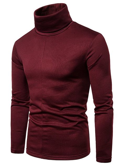 Solid Color Turtleneck Long Sleeve T Shirt , #AFFILIATE, #Turtleneck, #Color, #Solid, #Shirt, #Sleeve #affiliate Casual Turtleneck, Mens Fashion Sweaters, Mens Turtleneck, Pullover Mode, Turtleneck T Shirt, Thermal Sweater, Red Tops, Bottoming Shirt, Tee Shirt Homme