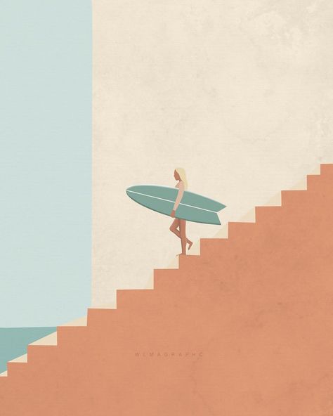 @wlmagraphc on Instagram. Surf, illustration, digital art, graphic design, surfer girl, poster, summer, beach, drawing, print, surfing aesthetic, graphic design art Summer Beach Drawing, Surf Illustration, Surf Drawing, Aesthetic Graphic Design, Surfer Art, Digital Art Graphic Design, Surfing Aesthetic, Surf Fashion, Surf Painting