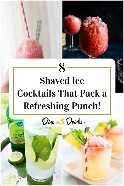 Collage of 4 shaved ice cocktails. Shaved Ice Cocktail, Fancy Shaved Ice, Shave Ice Recipe, Kitchenaid Shaved Ice Recipes, Shaved Ice Syrup Recipe, Shaved Ice Ideas, Alcohol Truck, Shave Ice Syrup Recipe, Cone Recipes