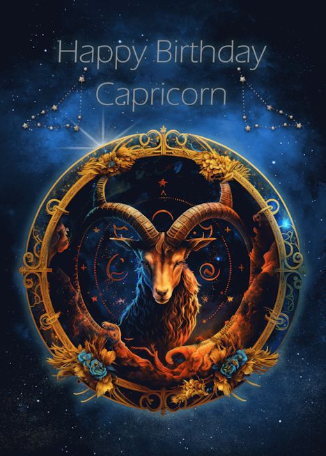 Capricorn Birthday with Bold Capricorn Horned Goat Zodiac Sign card Happy Birthday Capricorn, Capricorn Images, Scorpio Art, Capricorn Goat, Capricorn Birthday, Big Wedding Dresses, 55th Birthday, Astrology Chart, Sign Zodiac