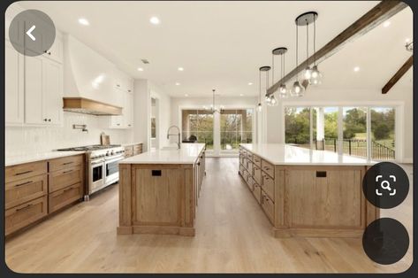 Kitchen 2 Islands Layout, Luxury Kitchens Double Island, Large Kitchen Makeover, Kitchen Island With Double Oven, Modern Farmhouse Kitchens Double Island, 12 Foot Long Kitchen Island, Kitchen Layout Ideas With Double Island, Double Island In Kitchen, Kitchen With Double Islands